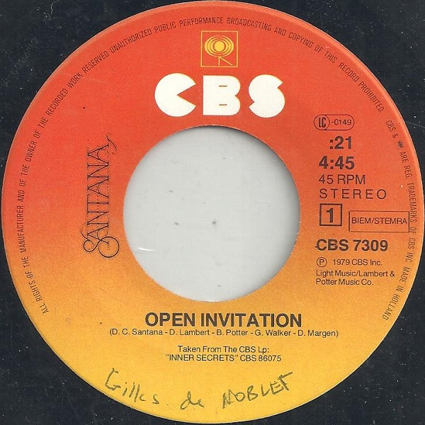 Santana - Open Invitation | CBS (CBS 7309) - 3
