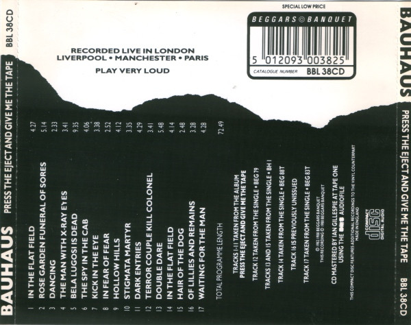 Bauhaus - Press The Eject And Give Me The Tape | Beggars Banquet (BBL 38CD) - 2