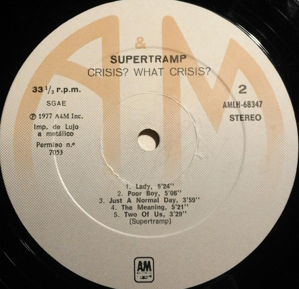 Supertramp - Crisis? What Crisis? - Vinilo | A&M Records (AMLH 68347) - 4