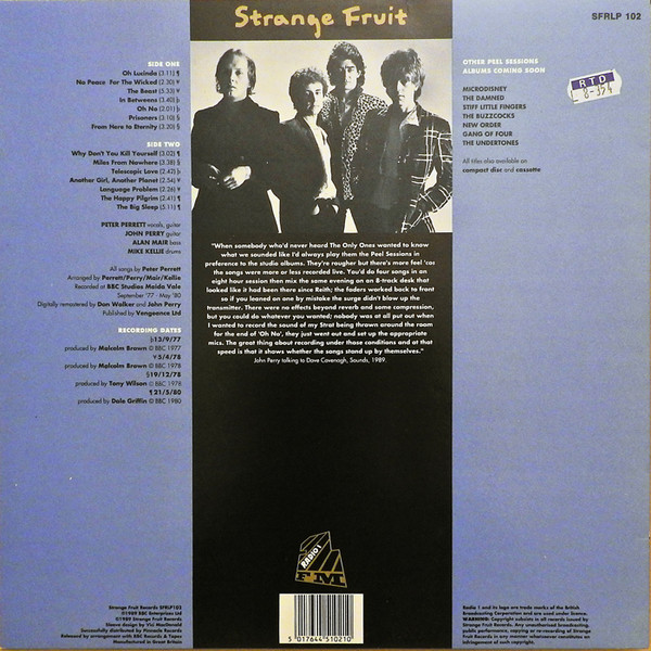 The Only Ones - The Peel Sessions Album | Strange Fruit (SFRLP 102) - 2 The Only Ones - The Peel Sessions Album | Strange Fruit (SFRLP 102) - 2