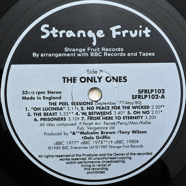 The Only Ones - The Peel Sessions Album | Strange Fruit (SFRLP 102) - 3 The Only Ones - The Peel Sessions Album | Strange Fruit (SFRLP 102) - 3