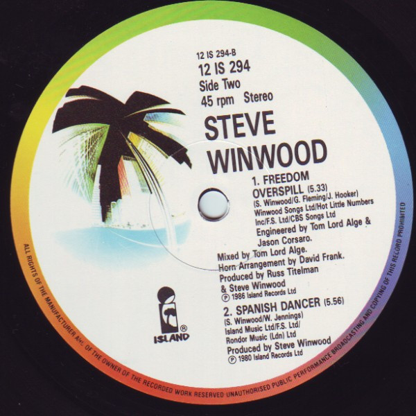 Steve Winwood - Freedom Overspill | Island Records (12 IS 294) - 2 Steve Winwood - Freedom Overspill | Island Records (12 IS 294) - 2