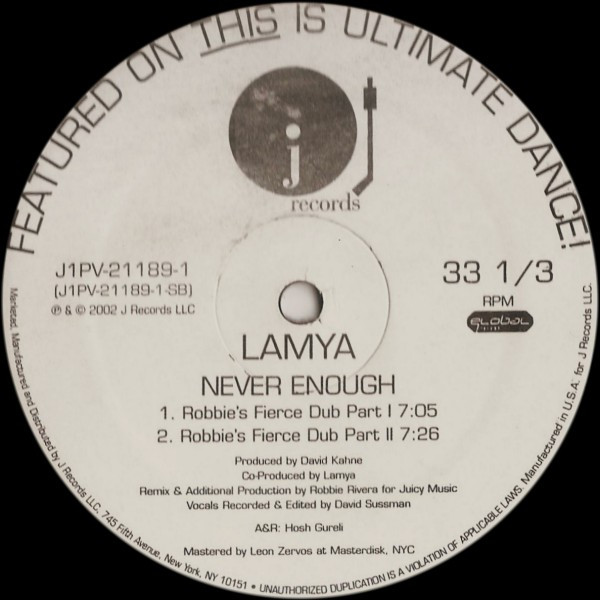 Lamya - Never Enough | J Records (J1PV-21189-1) - 2