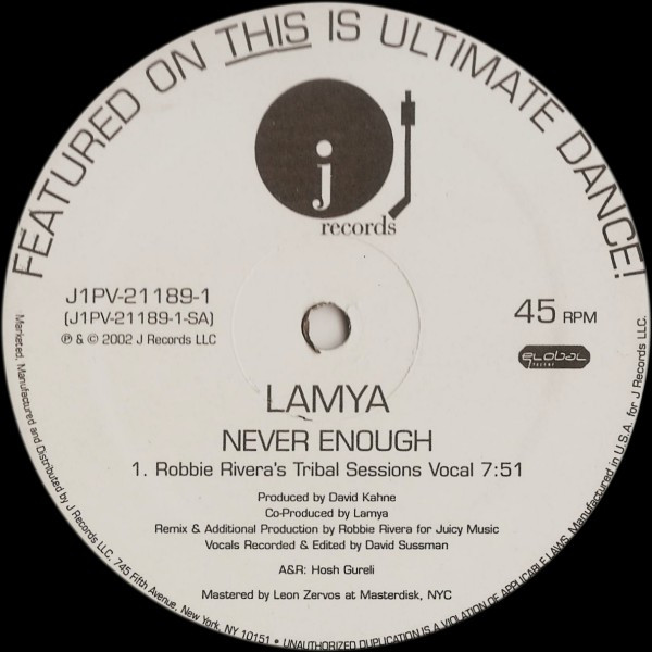 Lamya - Never Enough | J Records (J1PV-21189-1) - main