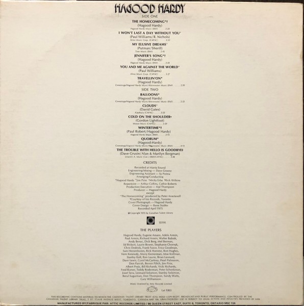 Hagood Hardy - The Homecoming [Vinyl] | Attic (LAT 1003) - 2