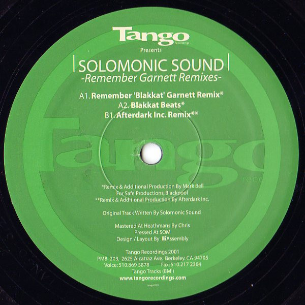 Solomonic Sound - Remember Garnett (Remixes) | Tango Recordings (TANGO 012)
