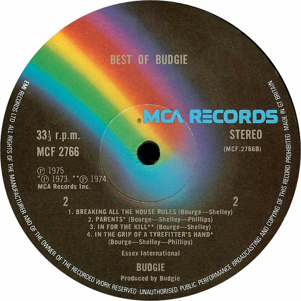 Budgie - Best Of Budgie | MCA Records (MCF 2766) - 3