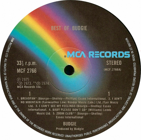 Budgie - Best Of Budgie | MCA Records (MCF 2766) - 2