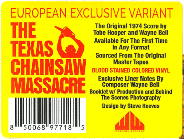 Tobe Hooper And Wayne Bell - The Texas Chain Saw Massacre (Original Motion Picture Score) | Waxwork Records (WW200) - 3 Tobe Hooper And Wayne Bell - The Texas Chain Saw Massacre (Original Motion Picture Score) | Waxwork Records (WW200) - 3