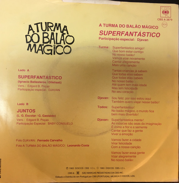 A Turma Do Balão Mágico - Superfantastico - Participação Especial de Djavan | CBS (CBS A 3879) - 2