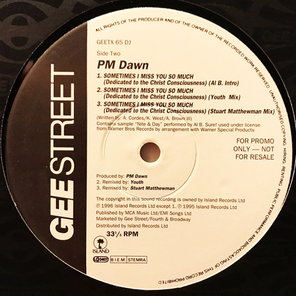 P.M. Dawn - Sometimes I Miss You So Much (Dedicated To The Christ Conciousness) | Gee Street (GEETX 65 DJ) - 3