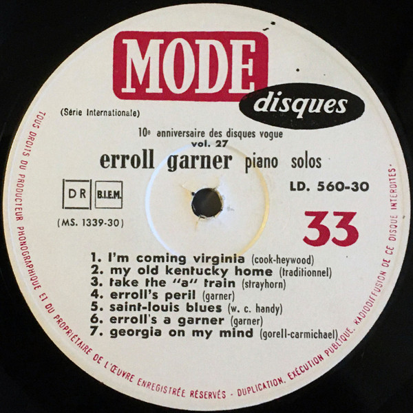 Erroll Garner - At His Best | Mode Disques (LD. 560-30) - 3