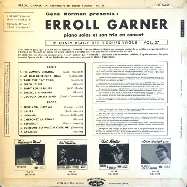 Erroll Garner - At His Best | Mode Disques (LD. 560-30) - 2