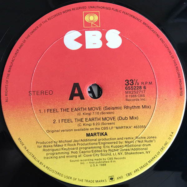 Martika - I Feel The Earth Move | CBS (655228 6) - 3 Martika - I Feel The Earth Move | CBS (655228 6) - 3