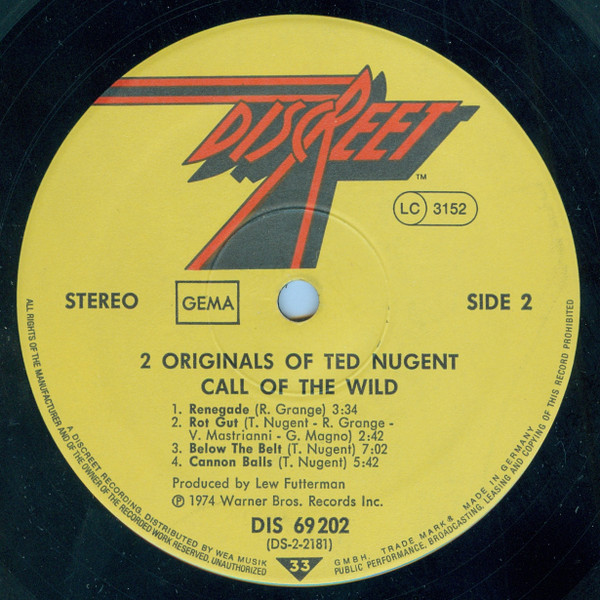 Ted Nugent - 2 Originals Of Ted Nugent | Discreet (DIS 69 202) - 4 Ted Nugent - 2 Originals Of Ted Nugent | Discreet (DIS 69 202) - 4