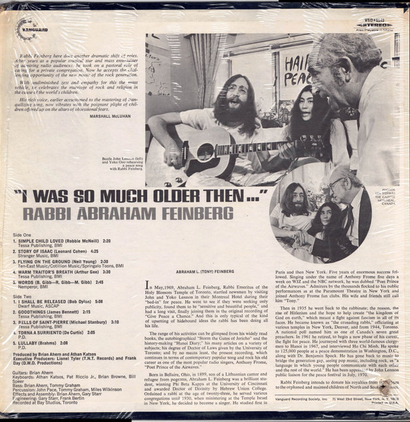 Rabbi Abraham Feinberg - I Was So Much Older Then | Vanguard (VSD 6543) - 2 Rabbi Abraham Feinberg - I Was So Much Older Then | Vanguard (VSD 6543) - 2