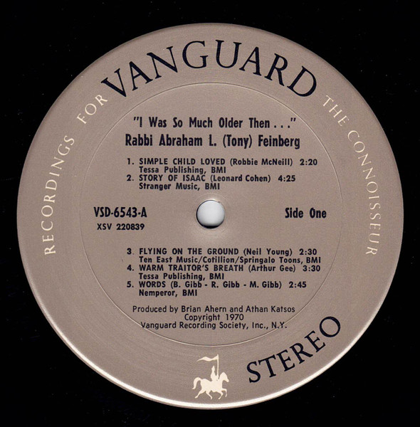 Rabbi Abraham Feinberg - I Was So Much Older Then | Vanguard (VSD 6543) - 3 Rabbi Abraham Feinberg - I Was So Much Older Then | Vanguard (VSD 6543) - 3