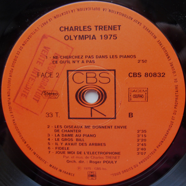 Charles Trenet - Olympia 75 | CBS (CBS 80832) - 4