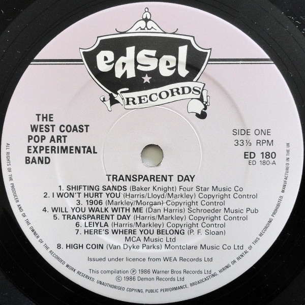 The West Coast Pop Art Experimental Band - Transparent Day | Edsel Records (ED 180) - 3 The West Coast Pop Art Experimental Band - Transparent Day | Edsel Records (ED 180) - 3