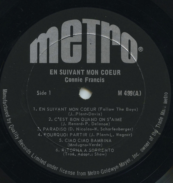 Connie Francis - En Suivant Mon Coeur [Vinyl] | Metro Records (M 499) - 3