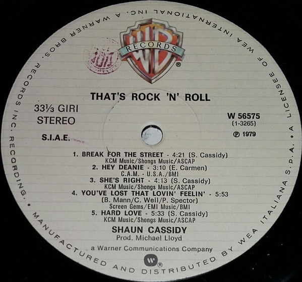 Shaun Cassidy - Live - That's Rock'N Roll | Warner Bros. Records (W 56575) - 2