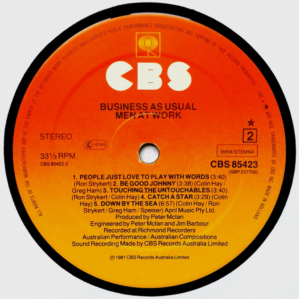 Men At Work - Business As Usual | CBS (85423) - 4