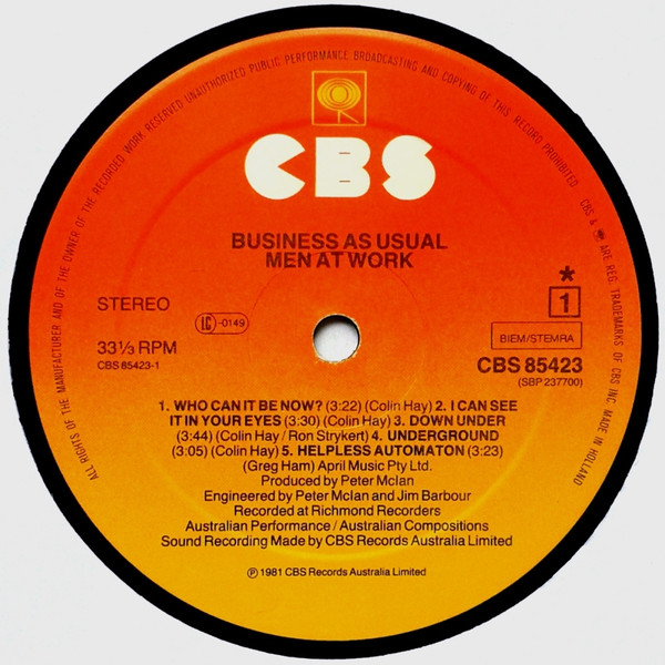 Men At Work - Business As Usual | CBS (85423) - 3