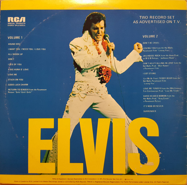 Elvis Presley - Elvis (2LP) [Vinyl] | RCA Special Products (DPL2-0056(e)) - 2