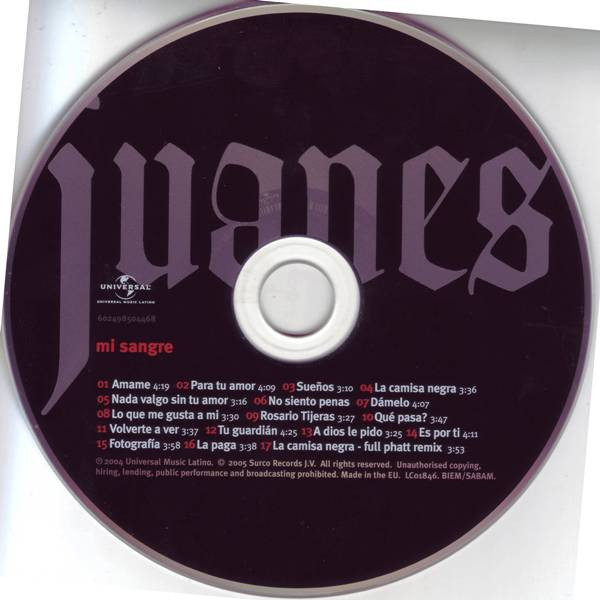 Juanes - Mi Sangre | Universal Music Latino (60249804468) - 3 Juanes - Mi Sangre | Universal Music Latino (60249804468) - 3