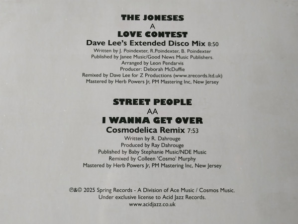 The Joneses / Street People - Love Contest / I Wanna Get Over | Acid Jazz (AJX853T) - 3