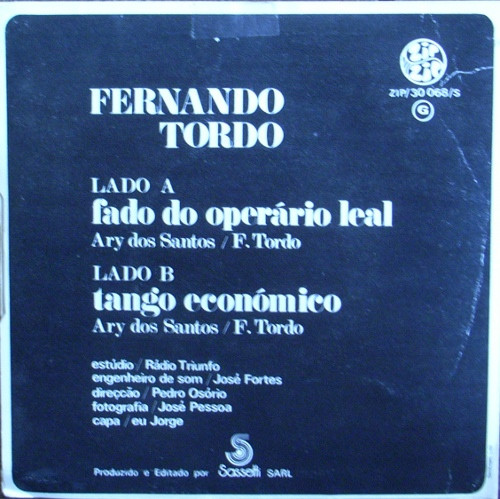 Fernando Tordo - Fado Do Operário Leal | Zip Zip (ZIP/30068/S) - main