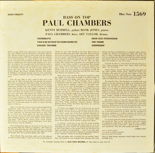 Paul Chambers Quartet - Bass On Top | Blue Note (BST-81569) - 3 Paul Chambers Quartet - Bass On Top | Blue Note (BST-81569) - 3