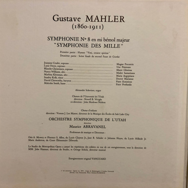 Gustav Mahler , Utah Symphony Orchestra , Maurice de Abravanel - Symphonie N° 8 "Des Mille" | Philips (838.209/10 LY) - main