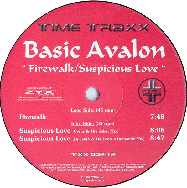 Basic Avalon - Firewalk / Suspicious Love | Time Traxx (TXX 002-12) - 4 Basic Avalon - Firewalk / Suspicious Love | Time Traxx (TXX 002-12) - 4