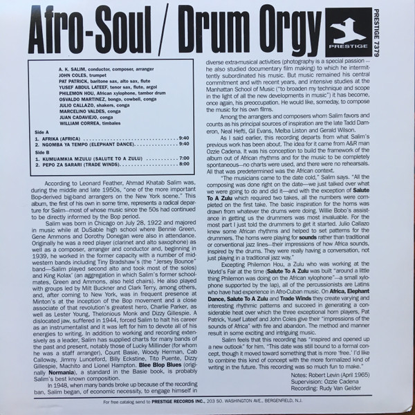 A.K. Salim - Afro-Soul / Drum Orgy | Prestige (PRES-7379) - 3 A.K. Salim - Afro-Soul / Drum Orgy | Prestige (PRES-7379) - 3