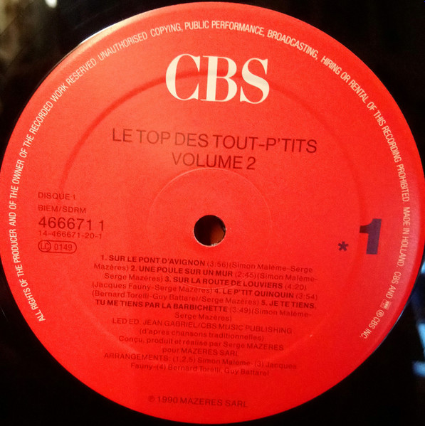 Various - Le Top Des Tout-P'tits Vol.2 | CBS (466671 1) - 3