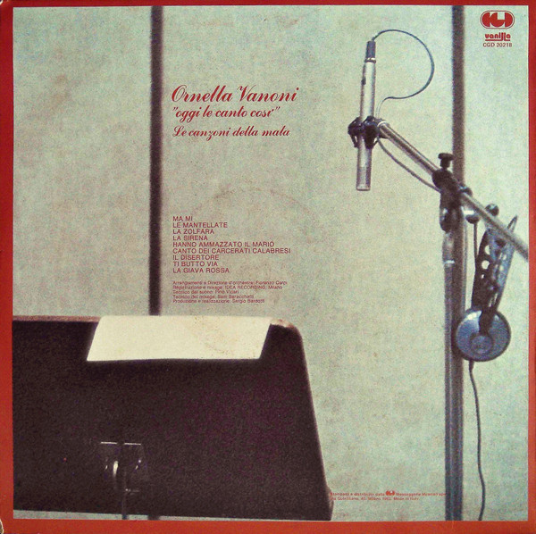 Ornella Vanoni - ”Oggi Le Canto Così” N.3 (Le Canzoni Della Mala) | CGD (CGD 20218) - 2