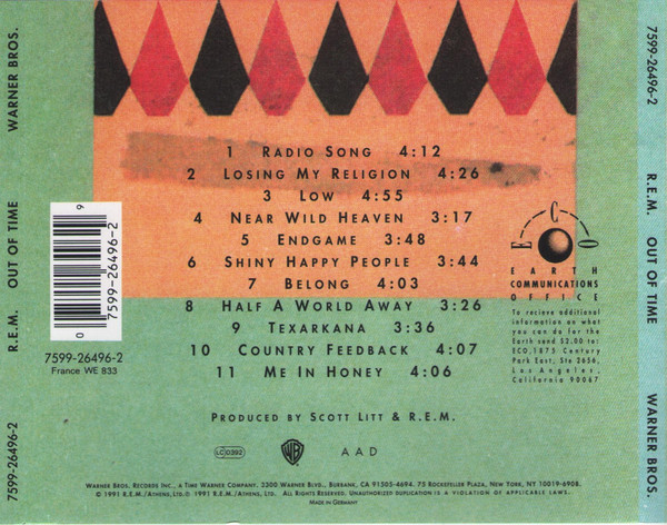 R.E.M. - Out Of Time | Warner Bros. Records (7599-26496-2) - 2 R.E.M. - Out Of Time | Warner Bros. Records (7599-26496-2) - 2