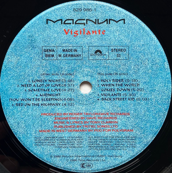 Magnum - Vigilante | Polydor (829 986-1) - 4