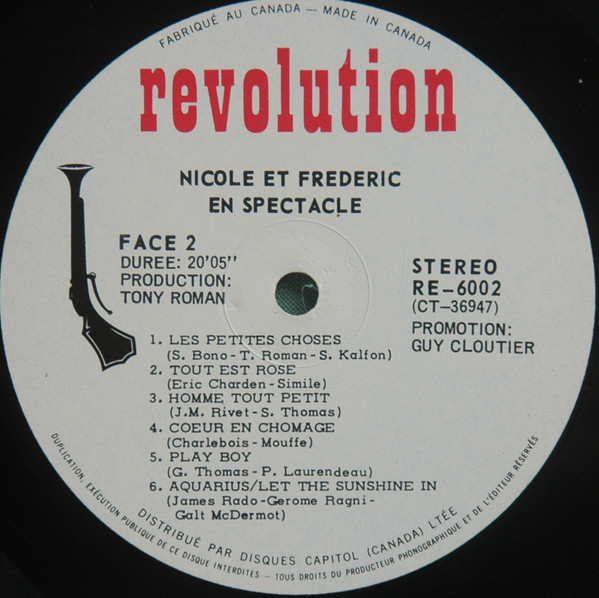 Nicole & Frédéric - Nicole & Frédéric En Spectacle [Vinyl] | Revolution (RE-6002) - 4