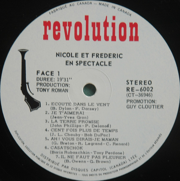 Nicole & Frédéric - Nicole & Frédéric En Spectacle [Vinyl] | Revolution (RE-6002) - 3