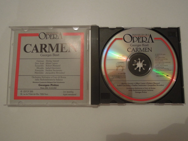 Georges Bizet , Georges Prêtre , Shirley Verrett , Albert Lance , Robert Massard , Isabel Garcisanz , Nadine Sautereau , Jacqueline Broudeur , Coro di Roma della RAI , Orchestra Sinfonica Di Roma Della RAI - Carmen | Editop 2000 Paris (Po-001) - 2