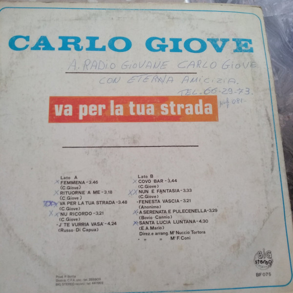 Carlo Giove - Va Per La Tua Strada | Big Stereo Record (BF 076) - 2
