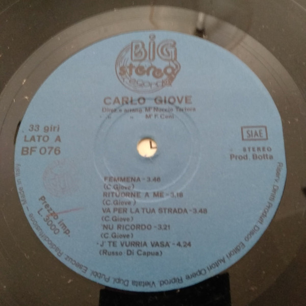 Carlo Giove - Va Per La Tua Strada | Big Stereo Record (BF 076) - 3