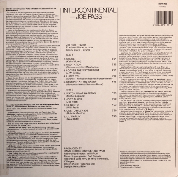 Joe Pass - Intercontinental | Memoir (MOIR 105) - 4