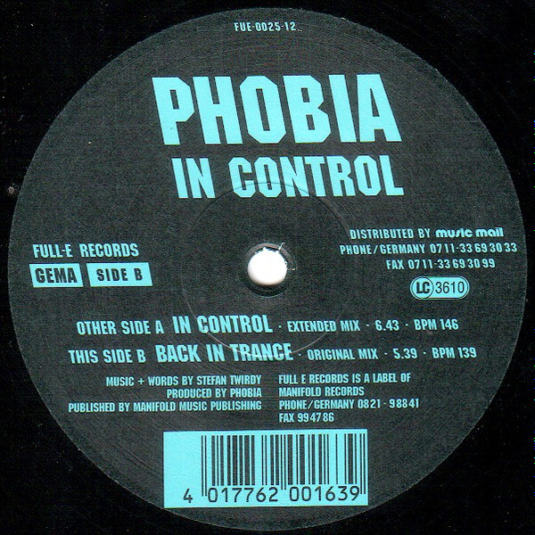 Phobia - In Control | Full-E Records (FUE 0025-12) - main