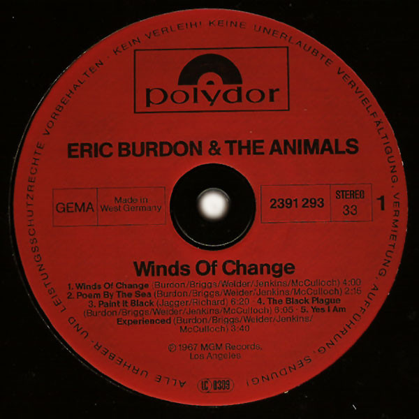 Eric Burdon & The Animals - Winds Of Change | Polydor (2391 293) - 2 Eric Burdon & The Animals - Winds Of Change | Polydor (2391 293) - 2