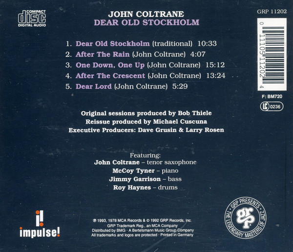 John Coltrane - Dear Old Stockholm | GRP (GRP 11202) - 2