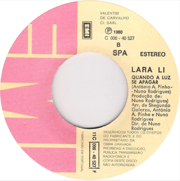 Lara Li - Hoje Há Festa | EMI (11C 006 40527 F) - 3
