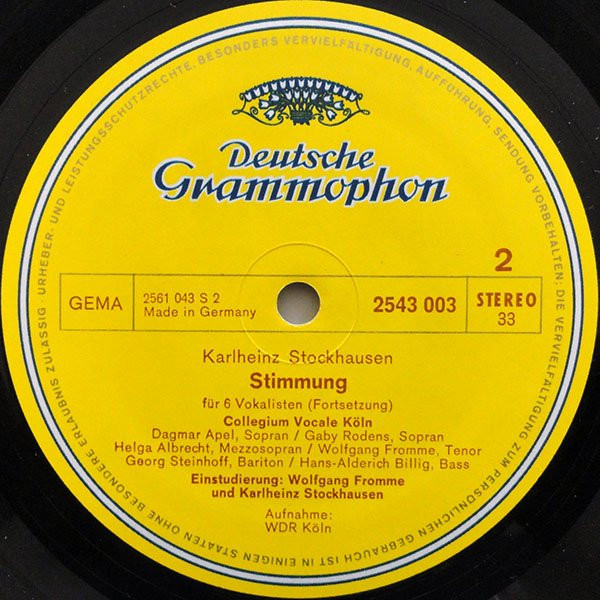 Karlheinz Stockhausen - Collegium Vocale Köln , Leitung: Wolfgang Fromme - Stimmung | Deutsche Grammophon (2543 003) - 4